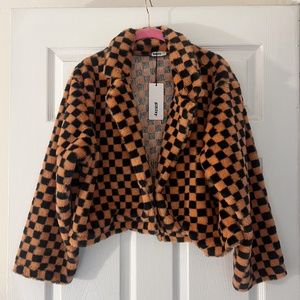 Checkered fur jacket